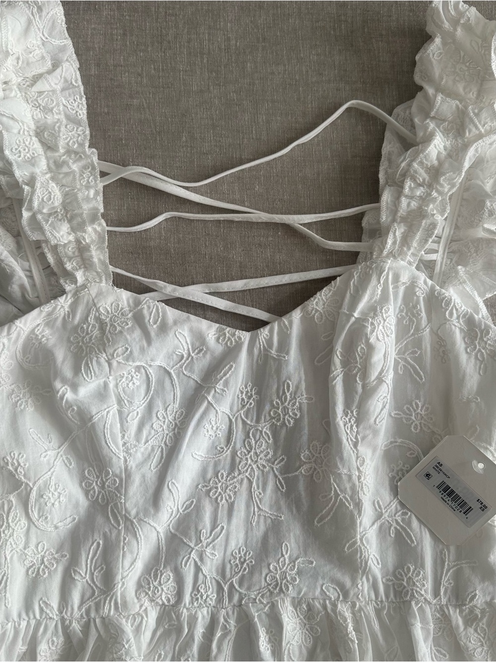 Altar’d State White Floral Ruffled Mini Lace Summer Sleeveless Dress NEW Sz XS - Picture 6 of 11